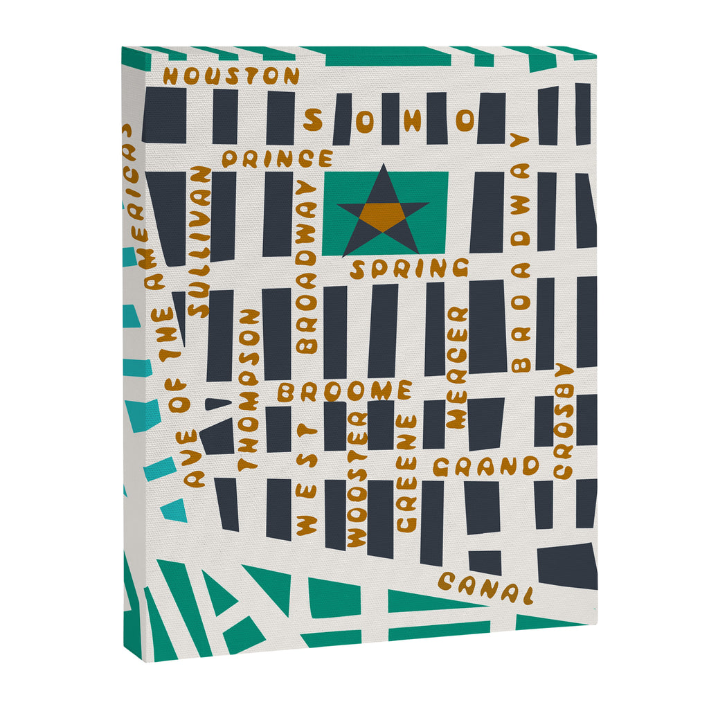 SOHO MAP NYC GREEN Canvas Print Gallery Image 8