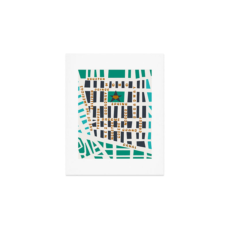 SOHO MAP NYC GREEN Art Print Gallery Image 1