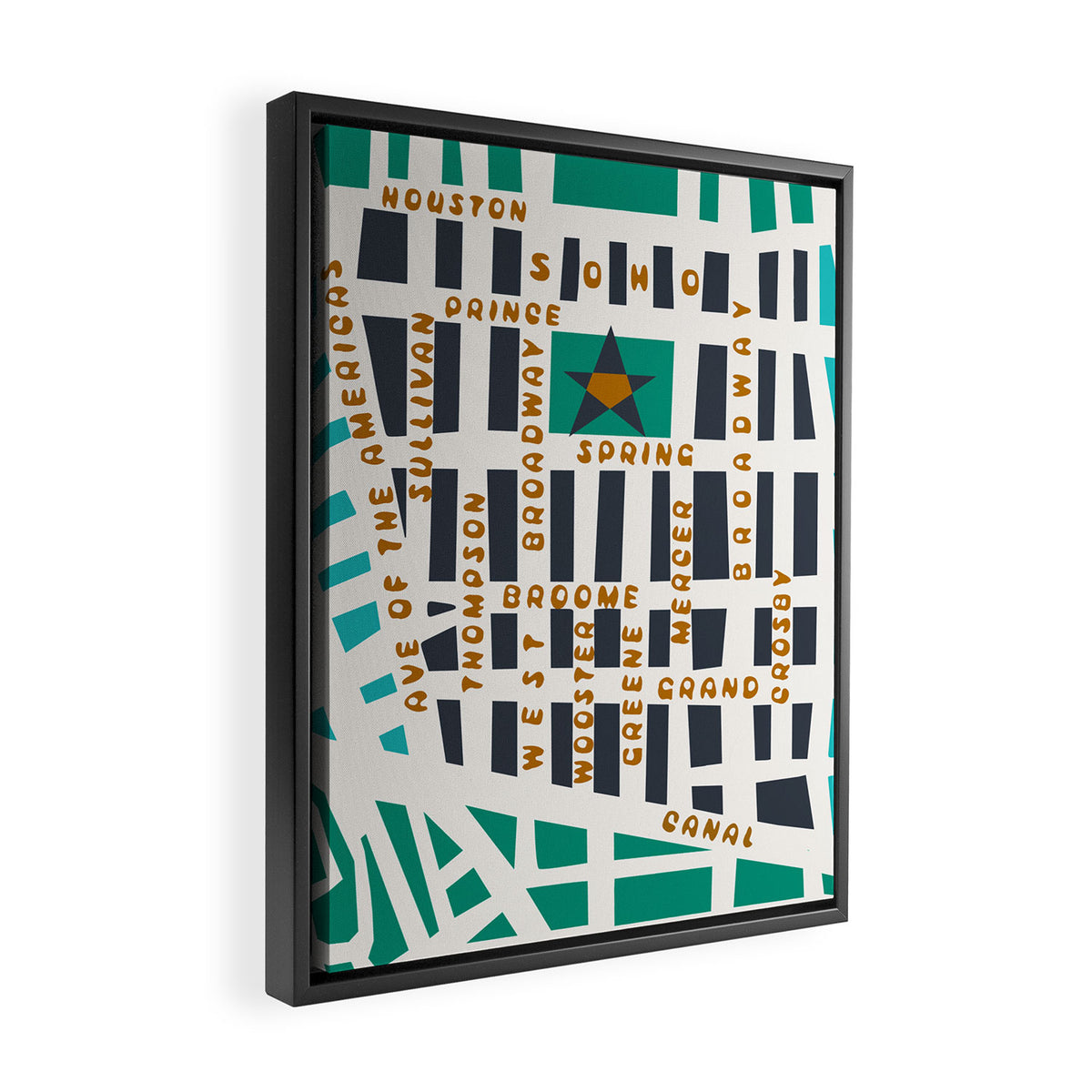 SOHO MAP NYC GREEN Framed Canvas Print Gallery Image 2
