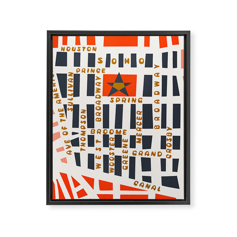 SOHO MAP NYC PINK Framed Canvas Print Gallery Image 8