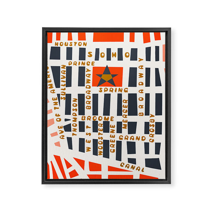 SOHO MAP NYC PINK Framed Canvas Print Gallery Image 1