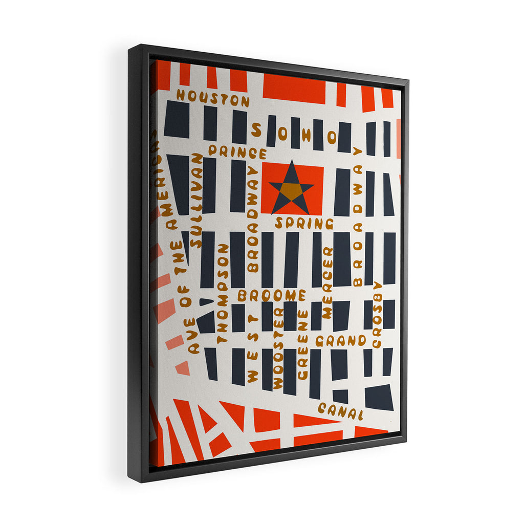 SOHO MAP NYC PINK Framed Canvas Print Gallery Image 2