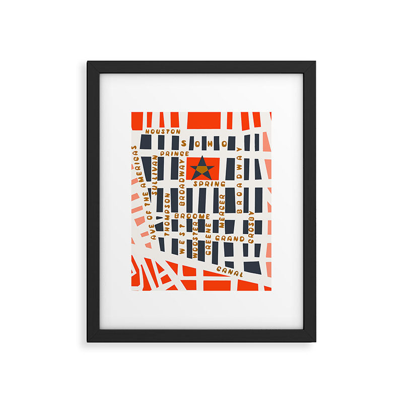 SOHO MAP NYC PINK Framed Art Print Gallery Image 6