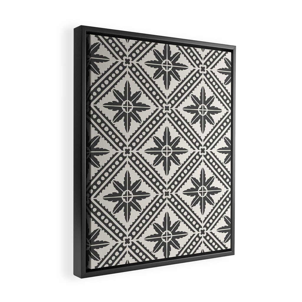 TAZA STAR TILE GREY Framed Canvas Print Gallery Image 2