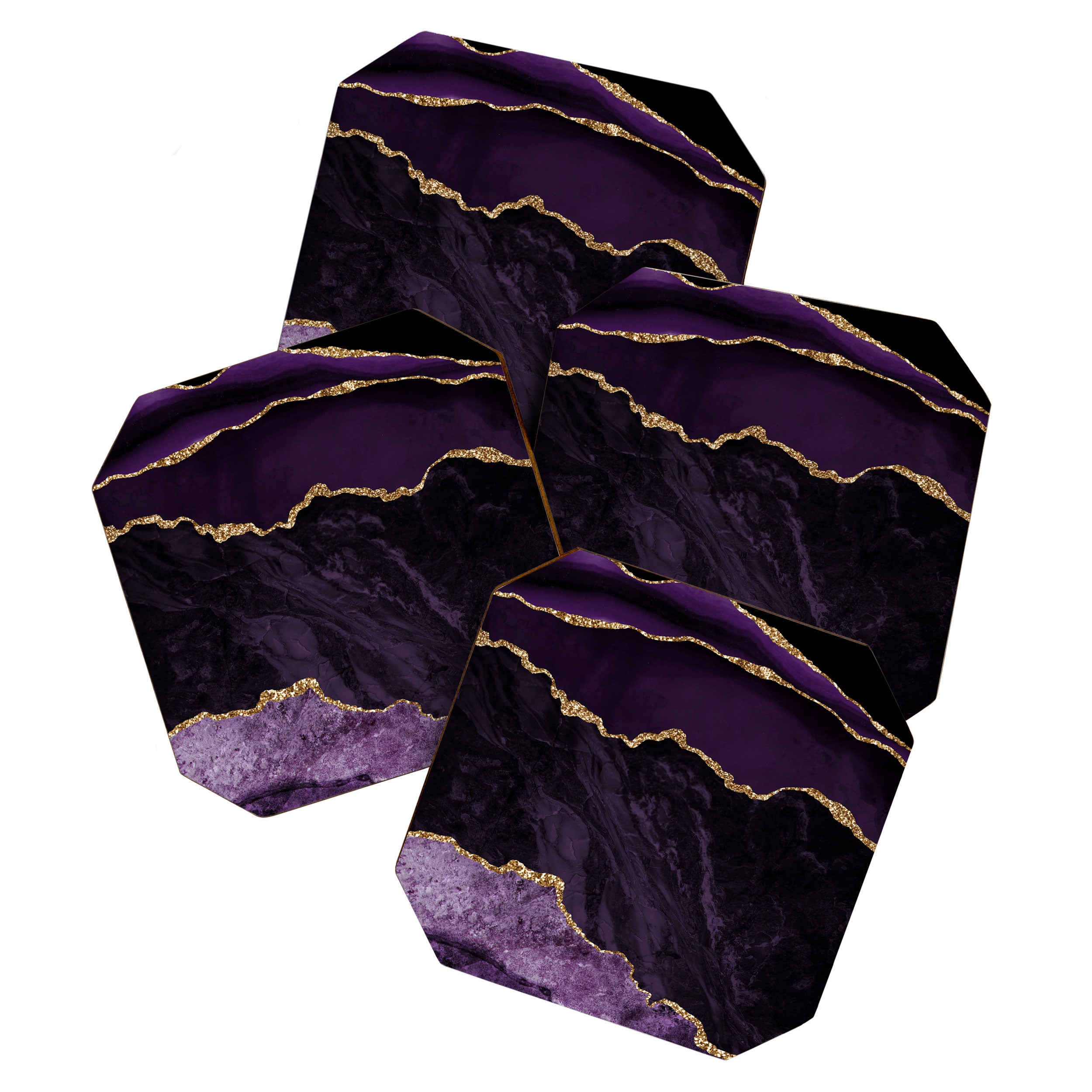 Agate Purple Gold Glitter Design Coaster Gallery Image 1