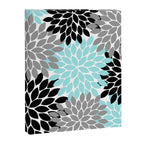 Aqua Black Gray Flower Burst Floral Pattern Canvas Print Gallery Image 8