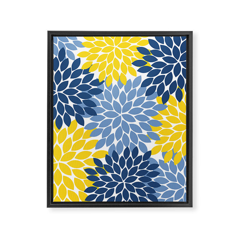 Blue Yellow Flower Burst Floral Pattern Framed Canvas Print Gallery Image 8