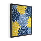 Blue Yellow Flower Burst Floral Pattern Framed Canvas Print Gallery Image 2