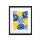 Blue Yellow Flower Burst Floral Pattern Framed Art Print Gallery Image 6