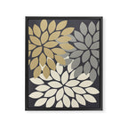 Bold Colorful Gold Ivory Charcoal Grey Dahlia Flower Burst Petals Framed Canvas Print Gallery Image 8