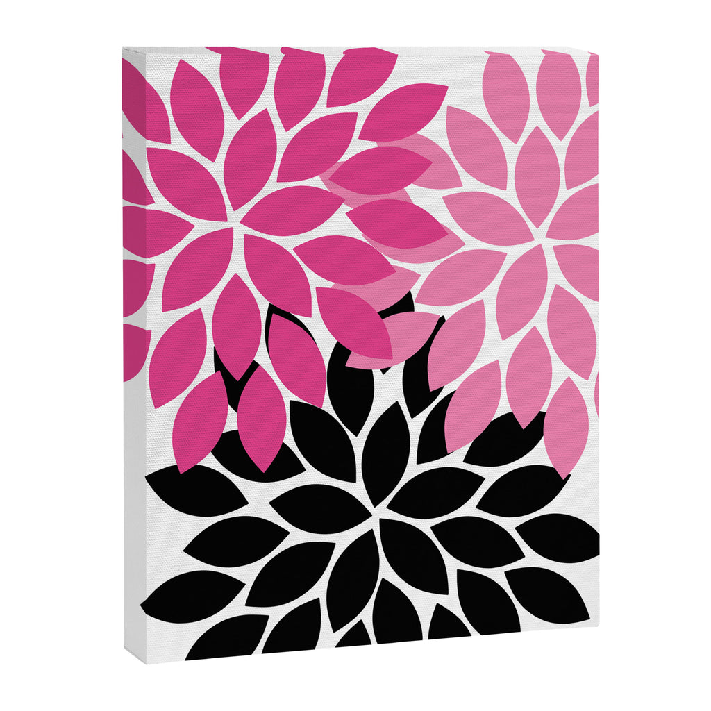 Bold Colorful Hot Pink Black Dahlia Flower Burst Petals Canvas Print Gallery Image 8