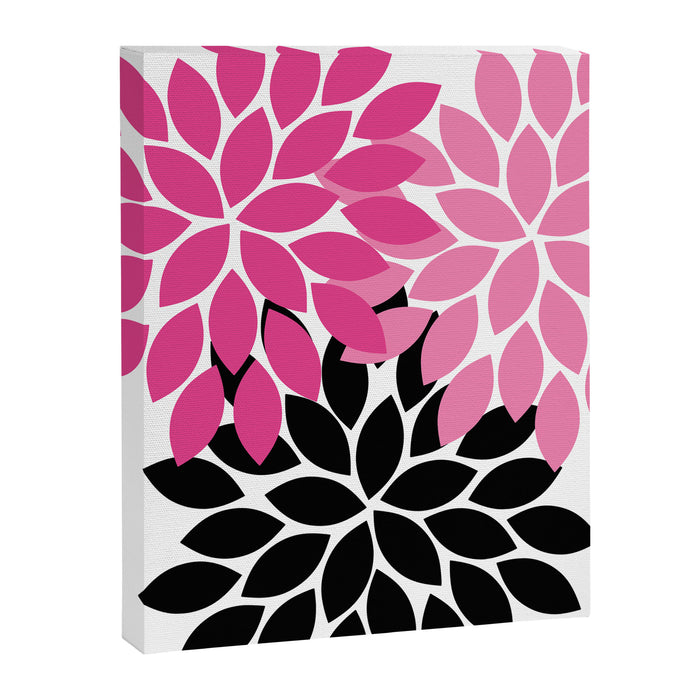 Bold Colorful Hot Pink Black Dahlia Flower Burst Petals Canvas Print Gallery Image 1