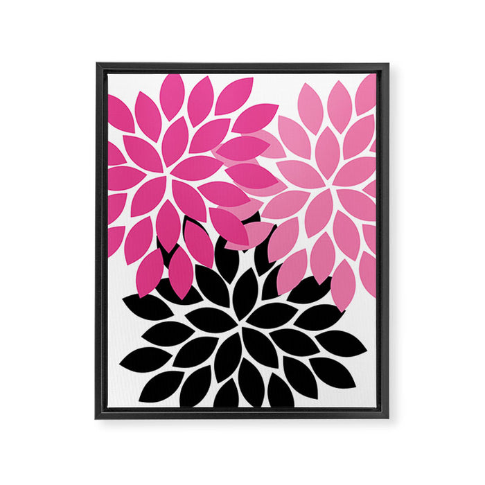 Bold Colorful Hot Pink Black Dahlia Flower Burst Petals Framed Canvas Print Gallery Image 1