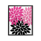 Bold Colorful Hot Pink Black Dahlia Flower Burst Petals Framed Canvas Print Gallery Image 8
