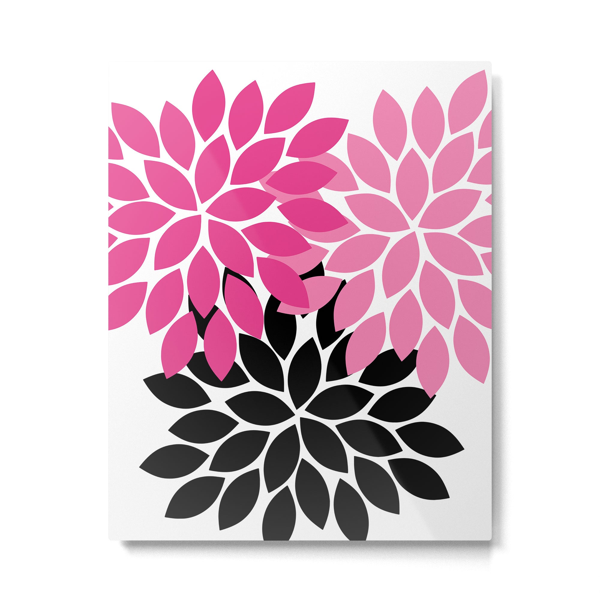Bold Colorful Hot Pink Black Dahlia Flower Burst Petals Metal Print Gallery Image 6