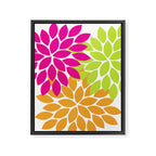 Bold Colorful Hot Pink Lime Orange Dahlia Flower Burst Petals Framed Canvas Print Gallery Image 8