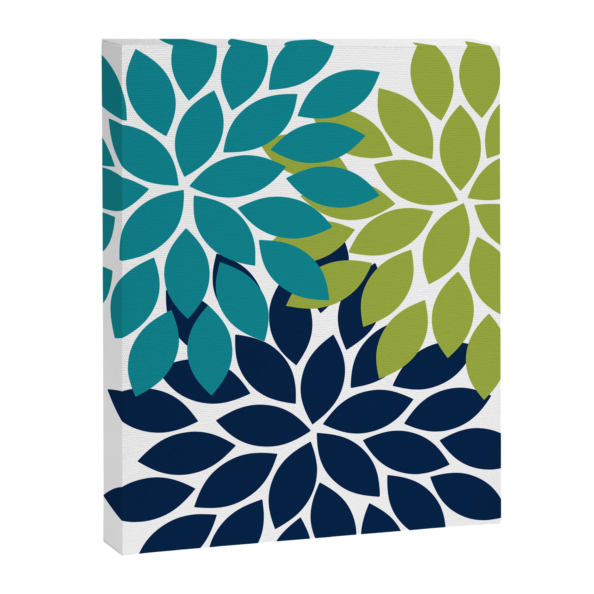 Bold Colorful Teal Green Navy Dahlia Flower Burst Petals Canvas Print Gallery Image 8