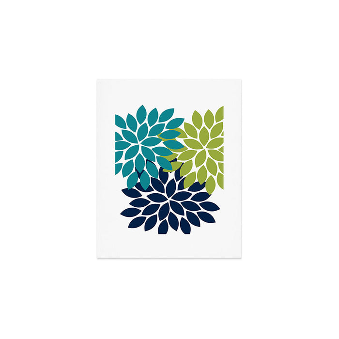 Bold Colorful Teal Green Navy Dahlia Flower Burst Petals Art Print Gallery Image 1