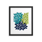 Bold Colorful Teal Green Navy Dahlia Flower Burst Petals Framed Art Print Gallery Image 6