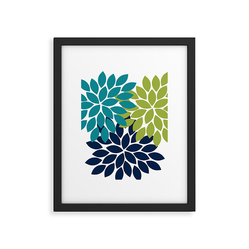 Bold Colorful Teal Green Navy Dahlia Flower Burst Petals Framed Art Print Gallery Image 6