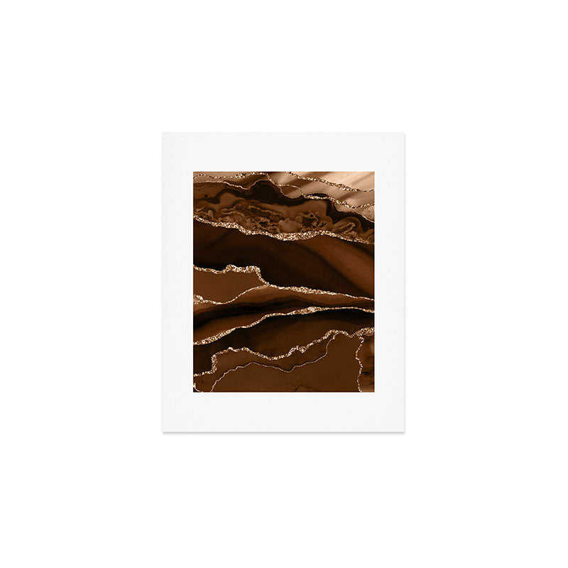 Brown Gold Agate Geode Abstract Art Marble Pattern Chocolate Coffee Art Print Gallery Image 1