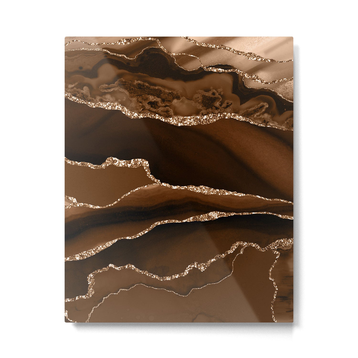 Brown Gold Agate Geode Abstract Art Marble Pattern Chocolate Coffee Metal Print Gallery Image 6