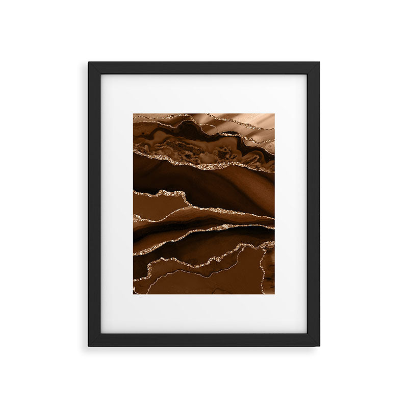 Brown Gold Agate Geode Abstract Art Marble Pattern Chocolate Coffee Framed Art Print Gallery Image 6