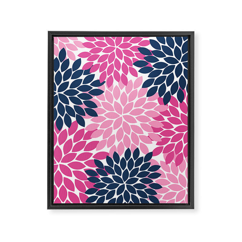 Flower Burst Petals Navy Pink Framed Canvas Print Gallery Image 8