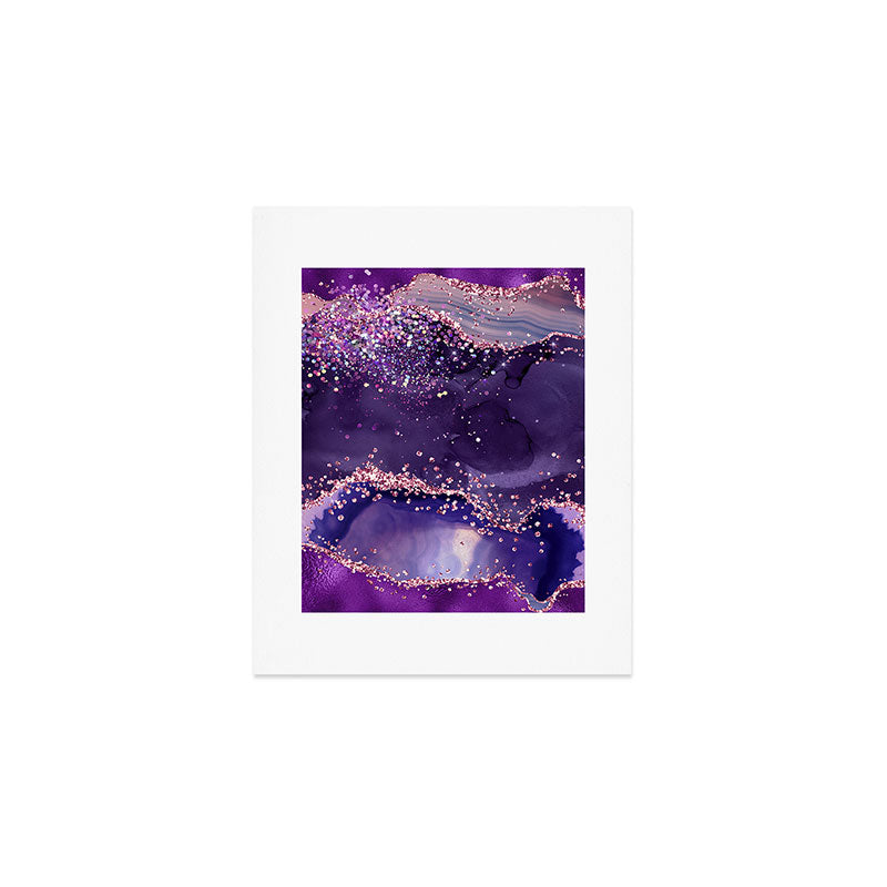 Glitter Agate Purple Pink Indigo Geode Marble Pattern Art Print Gallery Image 1