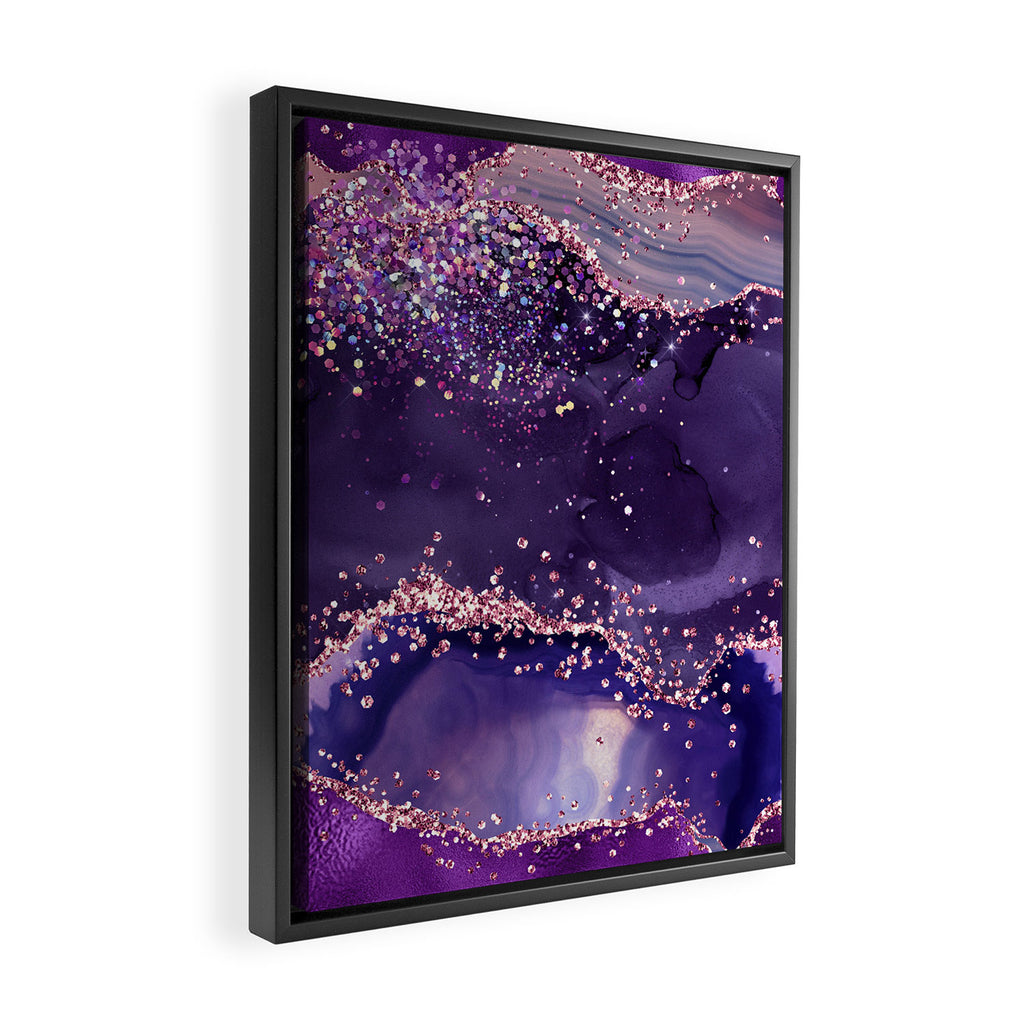 Glitter Agate Purple Pink Indigo Geode Marble Pattern Framed Canvas Print Gallery Image 2