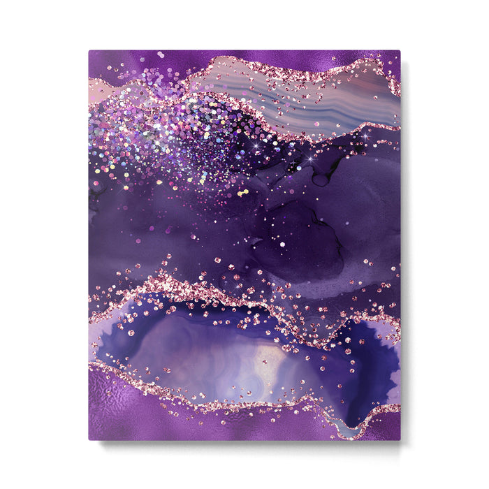 Glitter Agate Purple Pink Indigo Geode Marble Pattern Metal Print Gallery Image 1