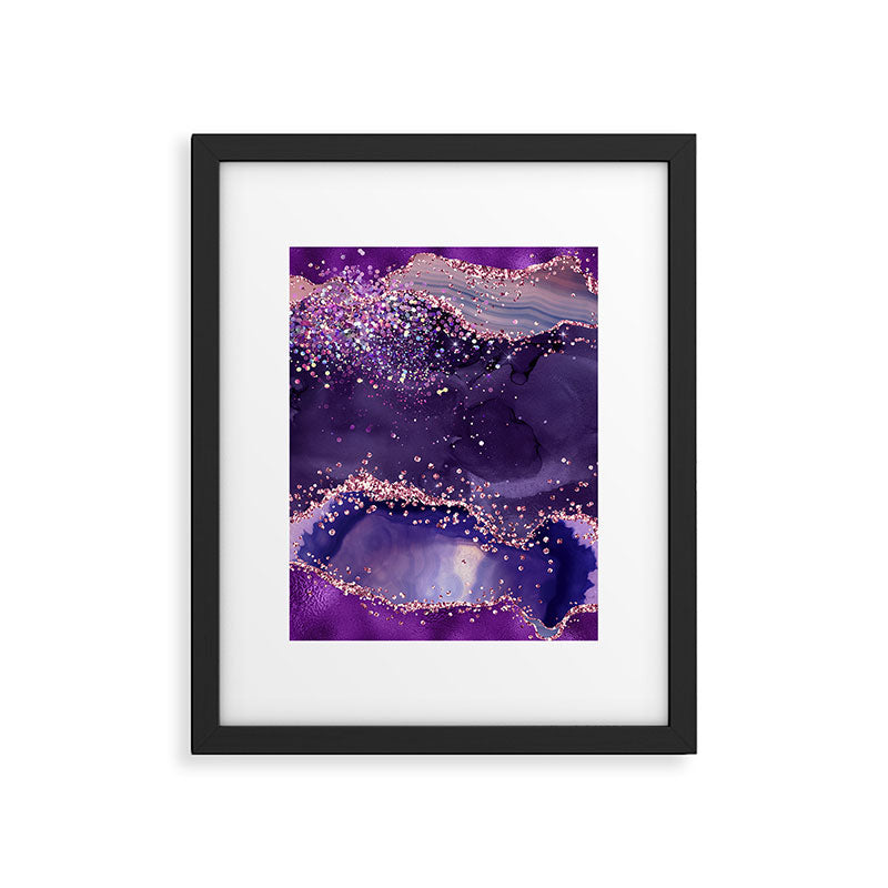 Glitter Agate Purple Pink Indigo Geode Marble Pattern Framed Art Print Gallery Image 6