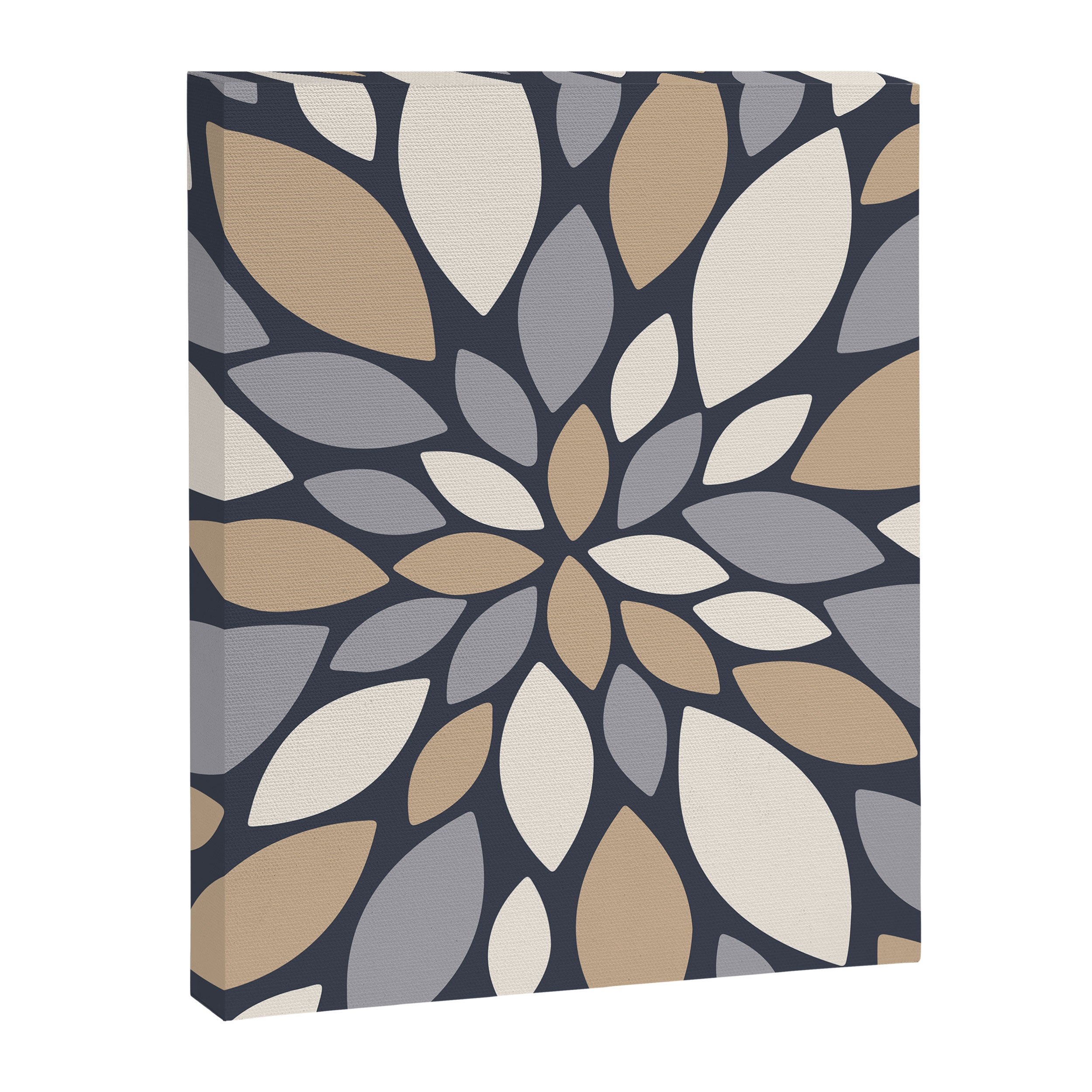 Gray Beige Flower Burst Petals Canvas Print Gallery Image 8