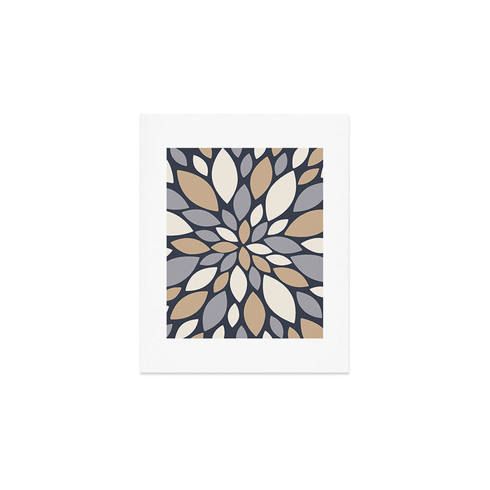 Gray Beige Flower Burst Petals Art Print Gallery Image 1