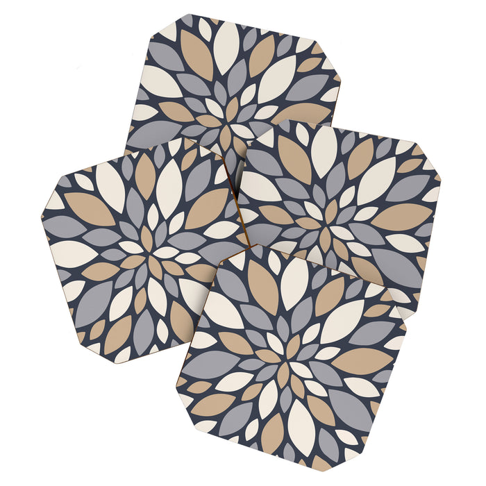 Gray Beige Flower Burst Petals Coaster Gallery Image 1