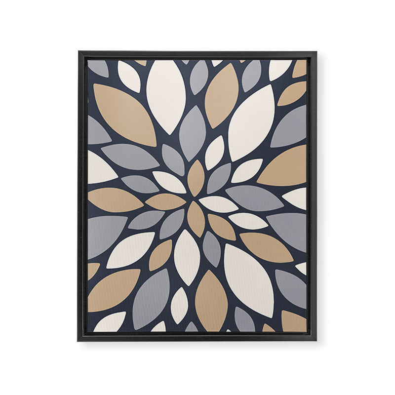 Gray Beige Flower Burst Petals Framed Canvas Print Gallery Image 8