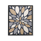 Gray Beige Flower Burst Petals Framed Canvas Print Gallery Image 8