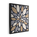 Gray Beige Flower Burst Petals Framed Canvas Print Gallery Image 2