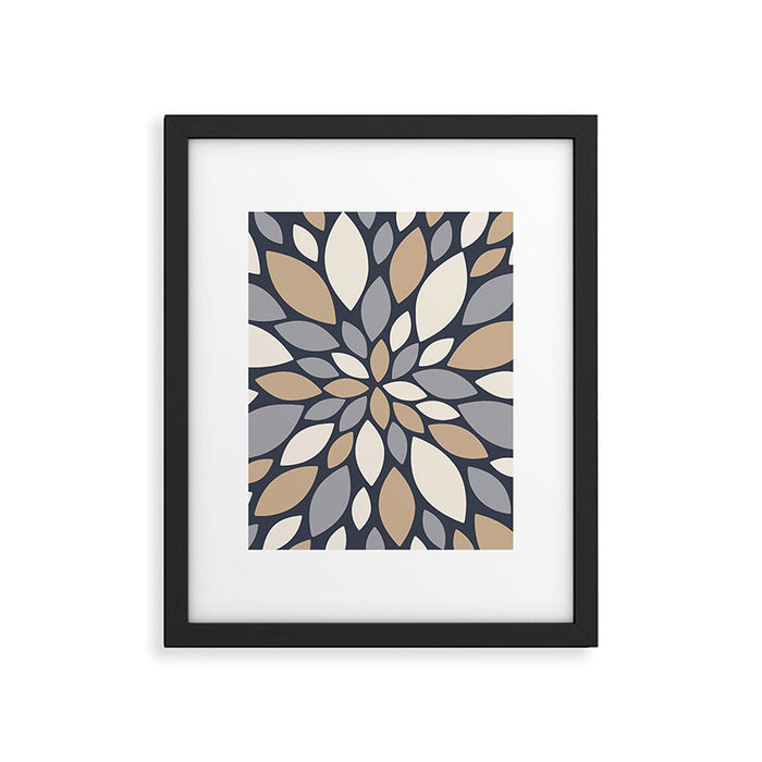 Gray Beige Flower Burst Petals Framed Art Print Gallery Image 1