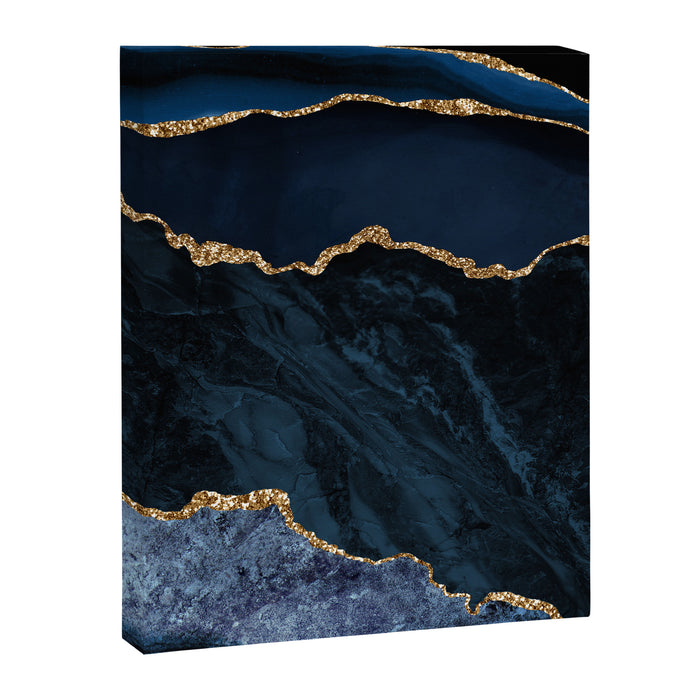 Navy Blue Gold Agate Geode Stone Jewel Pattern Canvas Print Gallery Image 1