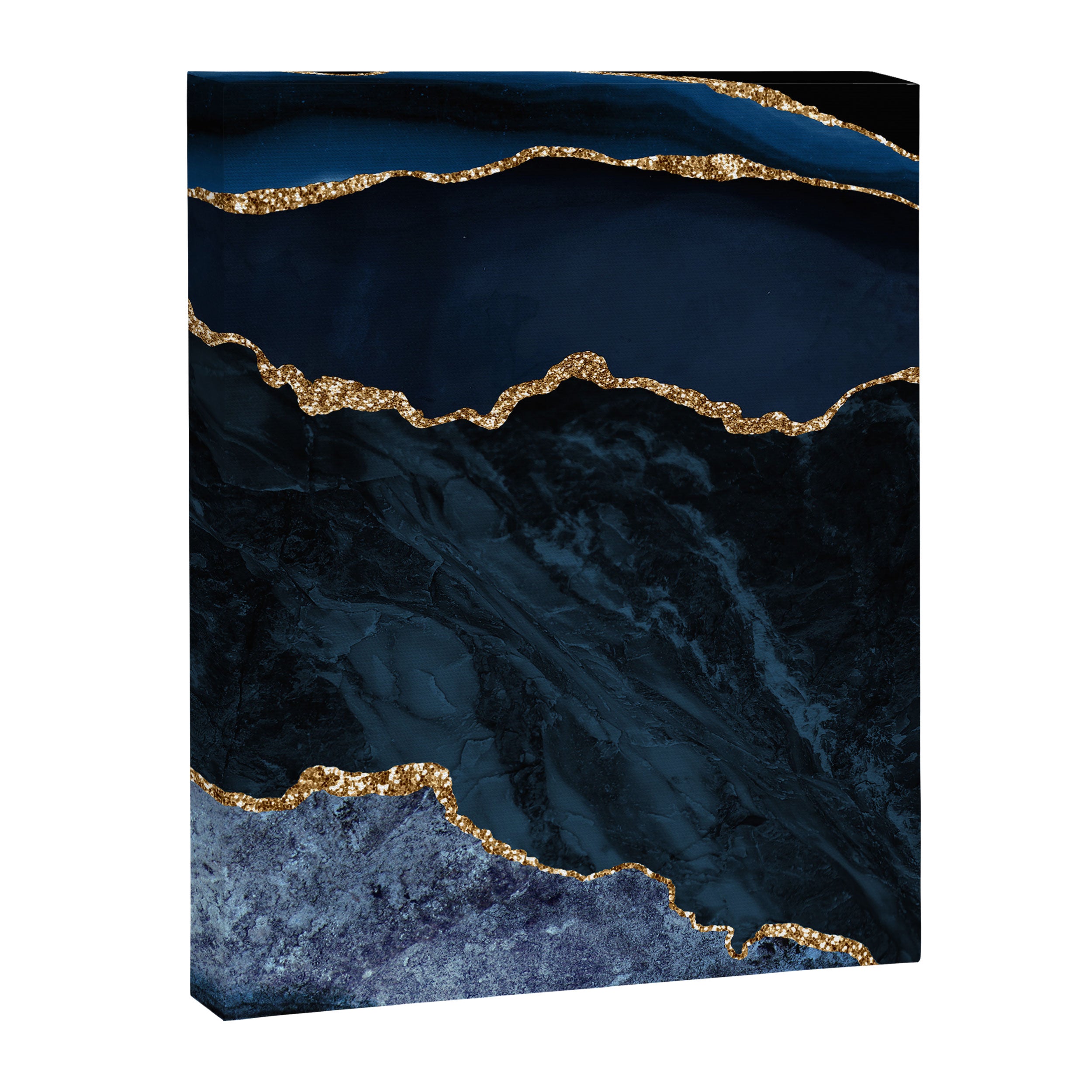 Navy Blue Gold Agate Geode Stone Jewel Pattern Canvas Print Gallery Image 8