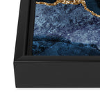 Navy Blue Gold Agate Geode Stone Jewel Pattern Framed Canvas Print Gallery Image 3