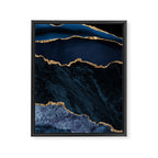 Navy Blue Gold Agate Geode Stone Jewel Pattern Framed Canvas Print Gallery Image 8