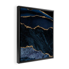Navy Blue Gold Agate Geode Stone Jewel Pattern Framed Canvas Print Gallery Image 2