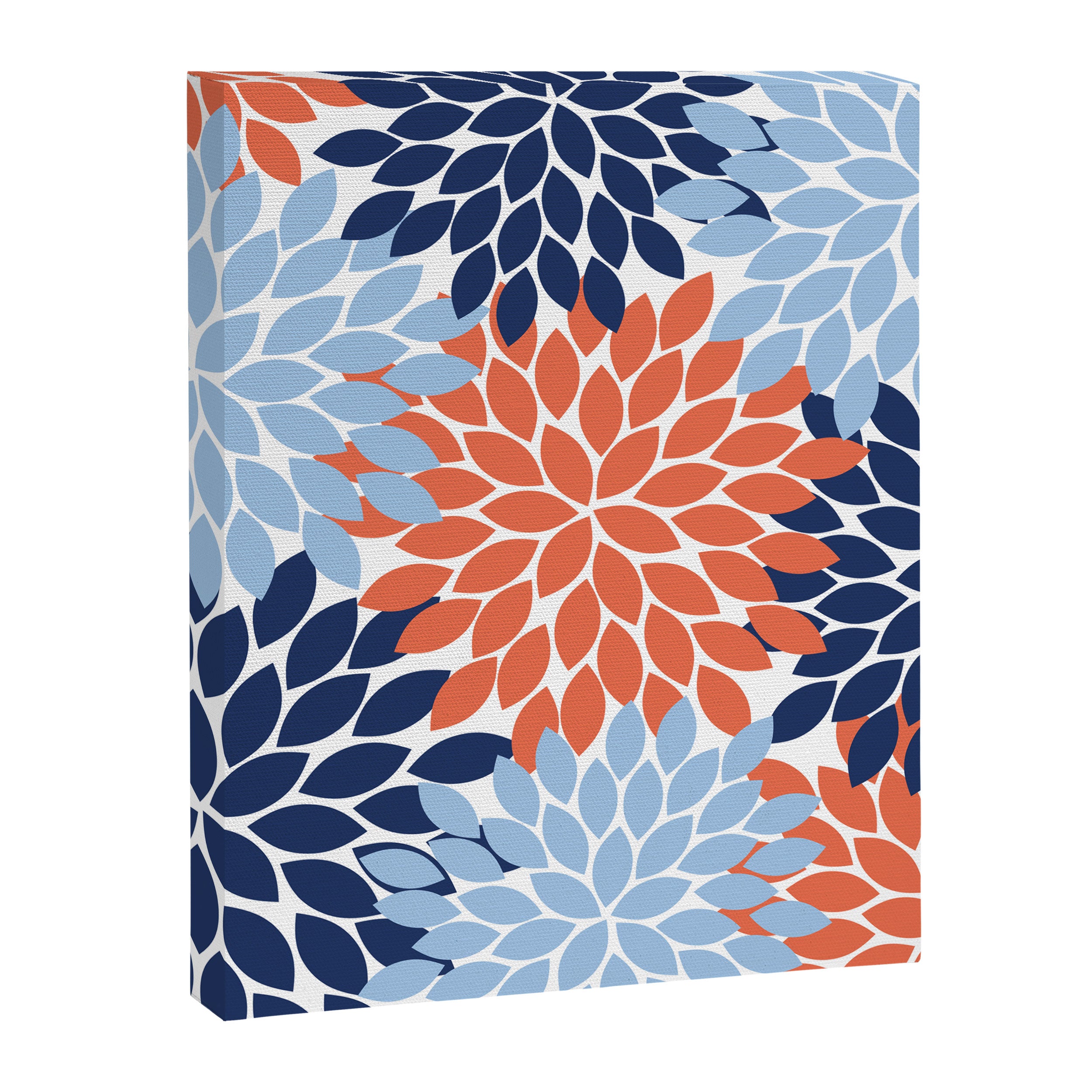 Navy Blue Orange Flower Burst Floral Pattern Dahlia Flower Petals Canvas Print Gallery Image 8