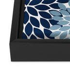Navy Blue Tan Beige Flower Burst, Flower Petals, Floral Pattern Framed Canvas Print Gallery Image 3