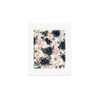 Navy Pink Watercolor Floral Pattern Nursery Flowers Art Print Gallery Image 1