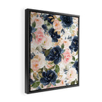 Navy Pink Watercolor Floral Pattern Nursery Flowers Framed Canvas Print Gallery Image 2