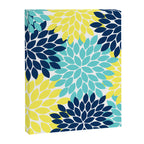 Navy Yellow Aqua Flower Pattern, Floral Pattern, Flower Petals, Flower Burst Canvas Print Gallery Image 8