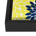 Navy Yellow Aqua Flower Pattern, Floral Pattern, Flower Petals, Flower Burst Framed Canvas Print Gallery Image 3